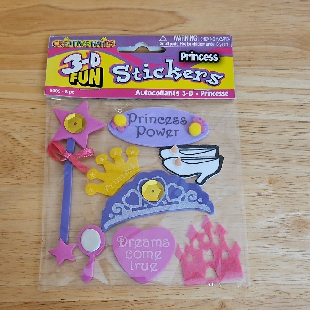 CREATIVE HANDS 3D Fun Princess Stickers NEW